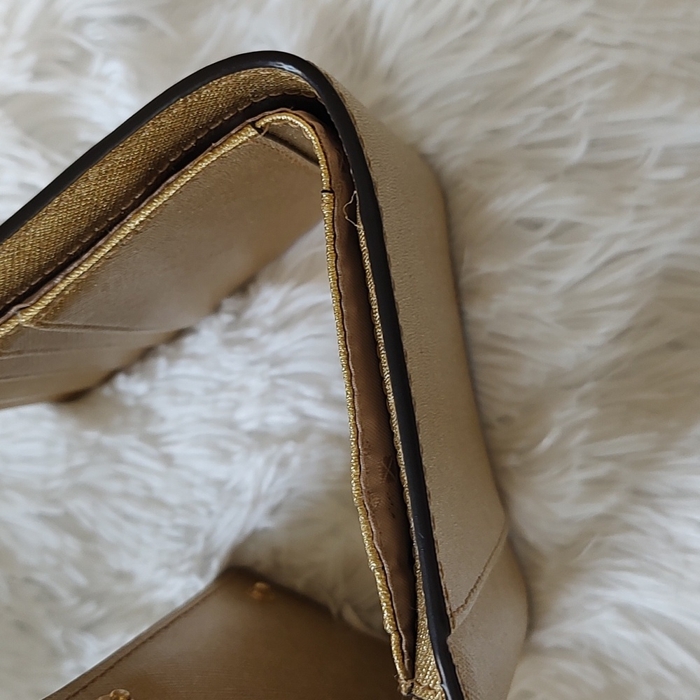 Matching 2 PC Michael Kors Gold colored Handbag and Wallet - Picture 11 of 13